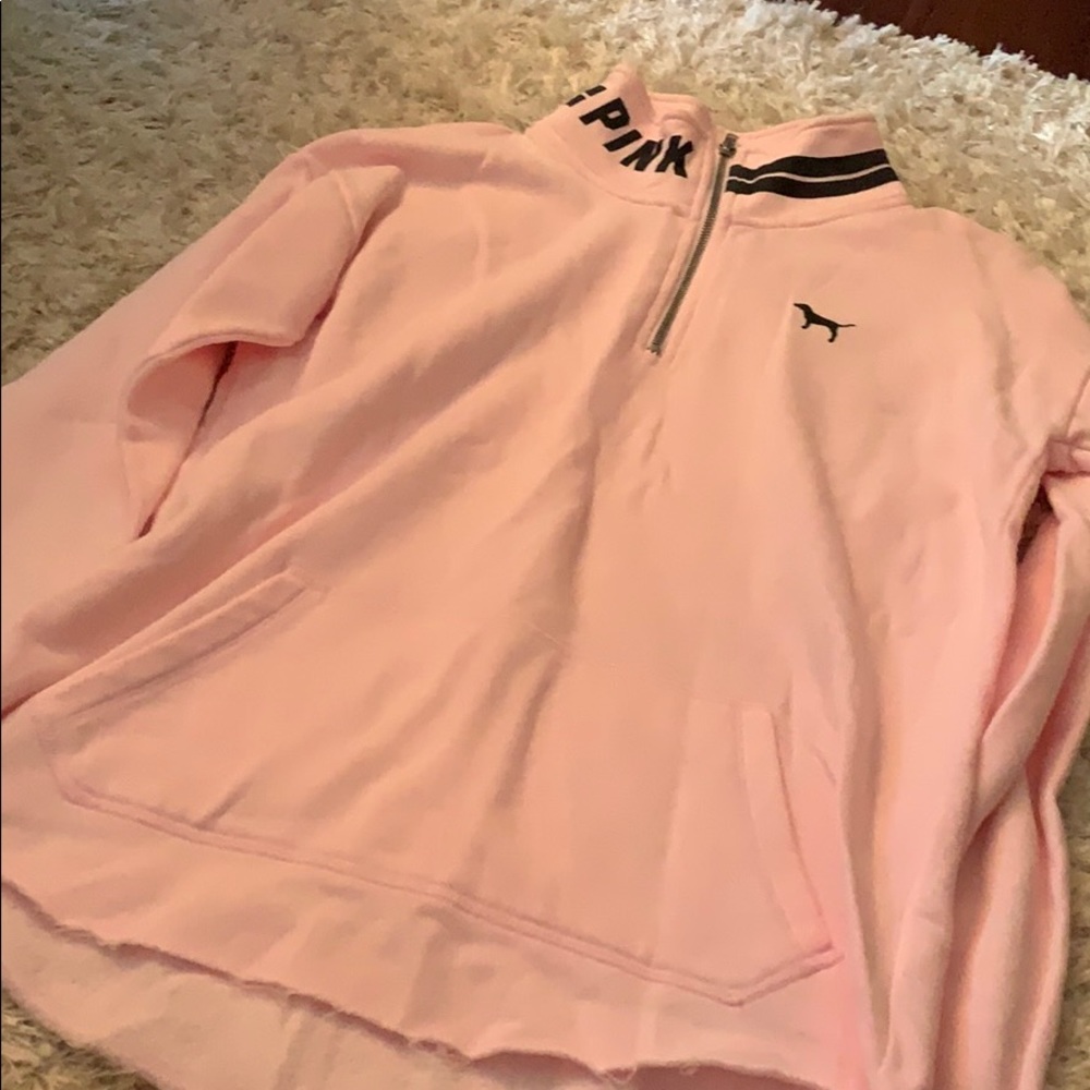 VS PINK Light Pink Half Zip Swearshirt